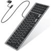 OMOTON Wired Keyboard Compatible with Mac, with Dual Interface (USB and Type-C), Numeric Keypad Compatible with MacBook Pro/Air, iMac, Mac mini/Pro Laptop, Silver(Grey)