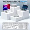 OMOTON Wired Keyboard for Mac/MacBook/iMac, with Dual Interface(Type-C and USB A) Full Size Keyboard, Silver White
