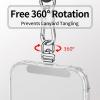 Phone Tether Tab & Lanyard Tab, 360° Swivel Clip – Ultra Thin Stainless Steel Universal Patch for All Phone Cases(Black+black)