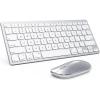 Bluetooth Keyboard and Mouse Compatible with Mac, OMOTON Ultra-Slim Wireless Keyboard and Mouse Combo Compatiblei with MacOS, MacBook Pro/Air, iMac, Mac mini, Laptop and PC (Silver)(Silver)