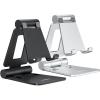 Nulaxy 2 Pack Dual Folding Cell Phone Stand, Fully Adjustable Foldable Desktop Phone Holder Cradle Dock Compatible with iPhone 17 16 15 14 13 12 11 Pro Max Xs Xr X 8, All Phones, Black & Silver(A-Black & Silver)