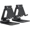 Nulaxy 2 Pack Dual Folding Cell Phone Stand, Fully Adjustable Foldable Desktop Phone Holder Cradle Dock Compatible with iPhone 17 16 15 14 13 12 11 Pro Max Xs Xr X 8, All Phones, Black & Silver(C-Black)