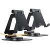 Nulaxy 2-Pack 360 Rotating Phone Stand, Fully Adjustable Foldable Phone Holder, Aluminum Desktop Cradle with Anti-Slip Base, Office Accessories Dock for All Phones with Thick Case, Black(A-Black)