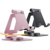 Nulaxy 2-Pack 360 Rotating Phone Stand, Fully Adjustable Foldable Phone Holder, Aluminum Desktop Cradle with Anti-Slip Base, Office Accessories Dock for All Phones with Thick Case, Black(Black & Rose Gold)