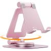Nulaxy 360 Rotating Cell Phone Stand, Fully Adjustable Foldable Desktop Phone Holder Cradle Dock, Thick Case Friendly, Compatible with All Phones, Nintendo Switch, Black(B-Rose Gold)