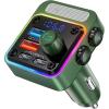 Nulaxy 54W Bluetooth 5.3 Car Adapter Charger 4-Port Fast Charging [PD36W & QC3.0 18W], Wireless Radio FM Transmitter with Deep Bass Player, 5 Colors LED Backlit, Hands-Free Calling, Support USB Drive(Green)