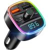 Nulaxy Bluetooth FM Transmitter, Bluetooth Car Adapter with Dual USB Charger Wireless Radio Car Kit MP3 Player Support TF Card & USB Disk, Hands-Free Calling, 7 Colors Led Backlit Light, Black(A-Black)