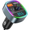 Nulaxy Bluetooth FM Transmitter, Bluetooth Car Adapter with Dual USB Charger Wireless Radio Car Kit MP3 Player Support TF Card & USB Disk, Hands-Free Calling, 7 Colors Led Backlit Light, Black(Grey)