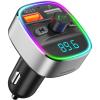 Nulaxy Bluetooth FM Transmitter, Bluetooth Car Adapter with Dual USB Charger Wireless Radio Car Kit MP3 Player Support TF Card & USB Disk, Hands-Free Calling, 7 Colors Led Backlit Light, Black(Silver)