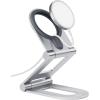 Nulaxy Dual Folding Phone Stand for MagSafe Charger (MagSafe Charger Not Included), Adjustable Aluminum Magsafe Charging Desk Mount Holder, Compatible with iPhone 16 15 14 13 12 Pro Max X XR,Silver