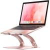Nulaxy Fully Adjustable Laptop Stand for Desk, Dual Foldable Aluminum Computer Riser with Heat-Vent, Ergonomic Notebook Holder Portable Office Accessories Compatible with All 10-17″ Laptops, Silver(Pink)