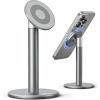 Nulaxy Magnetic Full Aluminum Cell Phone Stand for MagSafe with Metal Ring, 360 Rotating Phone Stand for Desk, Office Desk Accessories, Adjustable Phone Holder Compatible with All Phones, Gray(A-Gray)
