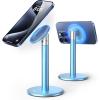 Nulaxy Magnetic Full Aluminum Cell Phone Stand for MagSafe with Metal Ring, 360 Rotating Phone Stand for Desk, Office Desk Accessories, Adjustable Phone Holder Compatible with All Phones, Gray(D-Blue)