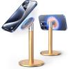 Nulaxy Magnetic Full Aluminum Cell Phone Stand for MagSafe with Metal Ring, 360 Rotating Phone Stand for Desk, Office Desk Accessories, Adjustable Phone Holder Compatible with All Phones, Gray(F-Gold)