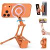 OMOTON 360°Rotating for MagSafe Tripod Mount, Adjustable Aluminum Magnetic Phone Tripod for iPhone 17/16/15/14 Pro Max Air, Foldable Cell Phone Stand Fits Vlog, Gym, Travel Essentials Accessories(A-Orange)