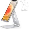 OMOTON Adjustable Cell Phone Stand, C2 Aluminum Desktop Phone Holder Dock Compatible with iPhone 15 14 13 Xs XR 8 Plus 7 6, Samsung Galaxy, Google Pixel, Android Phones, Black(Silver)