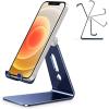OMOTON Adjustable Cell Phone Stand, C2 Aluminum Desktop Phone Holder Dock Compatible with iPhone 15 14 13 Xs XR 8 Plus 7 6, Samsung Galaxy, Google Pixel, Android Phones, Black(Navy Blue)