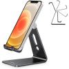 OMOTON Adjustable Cell Phone Stand, C2 Aluminum Desktop Phone Holder Dock Compatible with iPhone 15 14 13 Xs XR 8 Plus 7 6, Samsung Galaxy, Google Pixel, Android Phones, Black(Black)