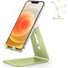 OMOTON Adjustable Cell Phone Stand, C2 Aluminum Desktop Phone Holder Dock Compatible with iPhone 15 14 13 Xs XR 8 Plus 7 6, Samsung Galaxy, Google Pixel, Android Phones, Black(Green)