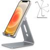 OMOTON Adjustable Cell Phone Stand, C2 Aluminum Desktop Phone Holder Dock Compatible with iPhone 15 14 13 Xs XR 8 Plus 7 6, Samsung Galaxy, Google Pixel, Android Phones, Black(Grey)