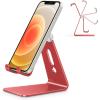 OMOTON Adjustable Cell Phone Stand, C2 Aluminum Desktop Phone Holder Dock Compatible with iPhone 15 14 13 Xs XR 8 Plus 7 6, Samsung Galaxy, Google Pixel, Android Phones, Black(Red)