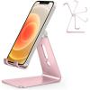 OMOTON Adjustable Cell Phone Stand, C2 Aluminum Desktop Phone Holder Dock Compatible with iPhone 15 14 13 Xs XR 8 Plus 7 6, Samsung Galaxy, Google Pixel, Android Phones, Black(Rose Gold)