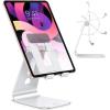 OMOTON Adjustable Tablet Stand for Desk, Upgraded Longer Arms for Greater Stability, T2 Tablet Holder with Hollow Design for Bigger Sized Phones and Tablets Such as iPad Pro/Air/Mini, Silver(Silver)