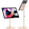OMOTON Cell Phone Stand, Angle Height Adjustable Phone Stand, Aluminum Desktop Phone Holder Dock Stand for Desk, Compatible with iPhone 17 Pro Max, All Smartphones and Tablets(4-11”),Gold(Gold)