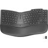 OMOTON Ergonomic Wireless Keyboard, Cushioned Wrist Rest, Rechargeable, USB Connectivity, Split Natural Typing, 2.4G Membrane Silent Keyboard for Windows/PC, Dark Black