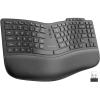 OMOTON Ergonomic Wireless Split Keyboard Compatible with Windows only, Cushioned Wrist Rest, Rechargeable, USB Connectivity, 2.4G Membrane Silent Keyboard, Classic Black