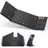 OMOTON Foldable Bluetooth Keyboard Supports Up to 3 Devices, Rechargeable Wireless for iPad iOS Android Tablet MacOS Windows Laptop PC, Full Size Folding Travel Keyboard(Black-US Layout)