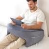 OMOTON Reading Pillow for Lap Desk, Upgrade Extra Large Gaming Pillow for Adult, Perfectly Fitting Your Body Memory Foam Arm Rest Pillow for Reading, Working, Playing in Bed Sofa (Deep Grey)(Light Grey)