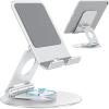 OMOTON Swivel Tablet Stand for iPad with 360 Rotating Base, Foldable Adjustable Holder for Drawing, Compatible with iPad Pro/Air/Mini and More, Silver(Silver)