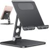 OMOTON Upgraded Adjustable Tablet Stand Holder, Heavy Duty Foldable Portable Monitor Stand, Travel Essentials for iPad Pro/Air/Mini, Surface Pro, 4.7”-15.6′, Black(Black)