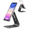 OMOTON Upgraded Aluminum Cell Phone Stand for Desk, C1 Durable Cellphone Dock with Protective Pads, Smart Stand Designed for iPhone17, 16/15/14/13 Pro Max Air, iPad mini, Android Phones,Rose Gold(Black)