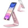 OMOTON Upgraded Aluminum Cell Phone Stand for Desk, C1 Durable Cellphone Dock with Protective Pads, Smart Stand Designed for iPhone17, 16/15/14/13 Pro Max Air, iPad mini, Android Phones,Rose Gold(Rose Gold)