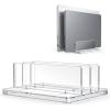 OMOTON Vertical Laptop Stand for Desk, Acrylic Dual Laptop Holder Desktop Clear Adjustable Dock for MacBook Pro Air, HP, All Gaming Laptops up to 17” (Clear, Dual Slot)(Clear)