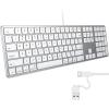 OMOTON Wired Keyboard Compatible with Mac, Dual Interface (USB and Type-C) Compatible with MacBook Pro/Air, iMac, Mac mini/Pro Laptop, Full-Size Keyboard with Numeric Keypad, Silver(Three Zone Keyboard-US)