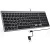 OMOTON Wired Keyboard Compatible with Mac, with Dual Interface (USB and Type-C), Numeric Keypad Compatible with MacBook Pro/Air, iMac, Mac mini/Pro Laptop, Silver(Grey)
