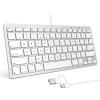 OMOTON Wired Keyboard for Mac Devices ONLY with Dual Interface, Comfortable Typing Angle & Stable Connection, Compatible with MacBook, iMac, Mac mini, PC-White(A-White)