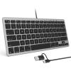 OMOTON Wired Keyboard for Mac Devices ONLY with Dual Interface, Comfortable Typing Angle & Stable Connection, Compatible with MacBook, iMac, Mac mini, PC-White(A-Grey)