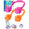 Stocking Stuffers for Teens Boys Girls Kids Cell Phone Stand: 2 Pack Upgrade Adjustable Peace Sign Thumbs Lazy Phone Holder for Desk Cool Gadgets Birthday Gifts for Women Men Adults (Black&Blue)(Hot Pink&Orange Yellow)