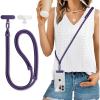 Universal Anti-Theft Phone Lanyard for iPhone 16/S24 Compatible Crossbody Strap with 2 Non-Adhesive Tether Tabs – Secure Adjustable Neck Holder for Running/Travel (Men & Women) (Purple)(Purple)