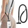 Universal Phone Lanyard for iPhone Essential Travel Accessories with Non-Adhesive Tether Tabs(Black)