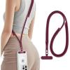 Universal Phone Lanyard for iPhone Essential Travel Accessories with Non-Adhesive Tether Tabs(Burgundy)