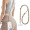 Universal Phone Lanyard for iPhone Essential Travel Accessories with Non-Adhesive Tether Tabs(Camel)