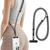 Universal Phone Lanyard for iPhone Essential Travel Accessories with Non-Adhesive Tether Tabs(Gray)
