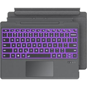 OMOTON Keyboard for Surface Pro 11/10/9/8/X, [13 inch], Bluetooth Type Cover for Surface Pro, 7-Color Backlit, Ultra-Slim Wireless Keyboard with Touchpad & Pencil Holder, Built-in Rechargeable Battery