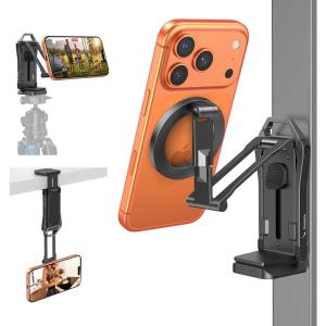 OMOTON Magnetic Phone Holder for Vlogging, Content Creator Essentials with 1/4″ Screw, Arca, Strong Back Magnet for Gym, Adjustable Phone Stand & Selfie Stick for iPhone 12-17 Series