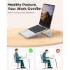 OMOTON Portable Laptop Stand for Desk, Foldable Aluminum Laptop Riser, Ergonomic Computer Stand Compatible with for MacBook Pro/Air, Dell, HP, Lenovo, 10-17.3” (Silver)
